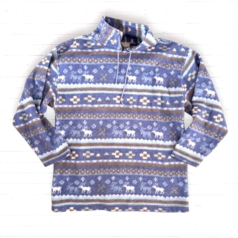 Vintage 90s IN GOOD COMPANY Aztec Western High Neck Fleece Tunic Sweatshirt Top